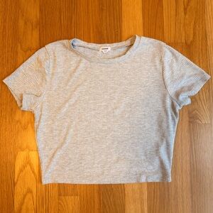 Garage Light Gray Cropped Ribbed Tee